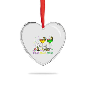 Funny Mardi Gras Drinking Heart Crystal Glass Ornament Drink Drank Drunk Glass Of Wine Alligators TS11 Print Your Wear