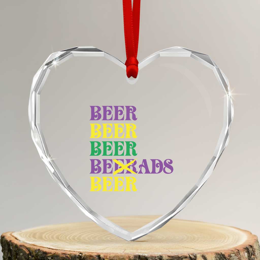 Funny Mardi Gras Drinking Heart Crystal Glass Ornament Retro Beads Beer Carnival Party TS11 Transparent Glass 3'' Heart Print Your Wear