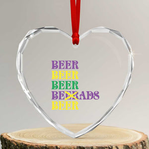 Funny Mardi Gras Drinking Heart Crystal Glass Ornament Retro Beads Beer Carnival Party TS11 Transparent Glass 3'' Heart Print Your Wear