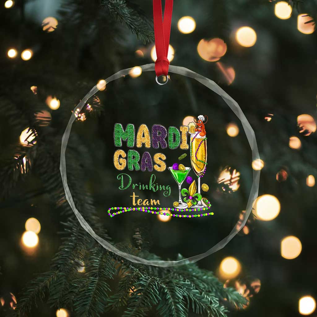 Funny Mardi Gras Drinking Team Crystal Glass Ornament Cocktails Wine Crawfish Beads Glitter Print TS11 Print Your Wear