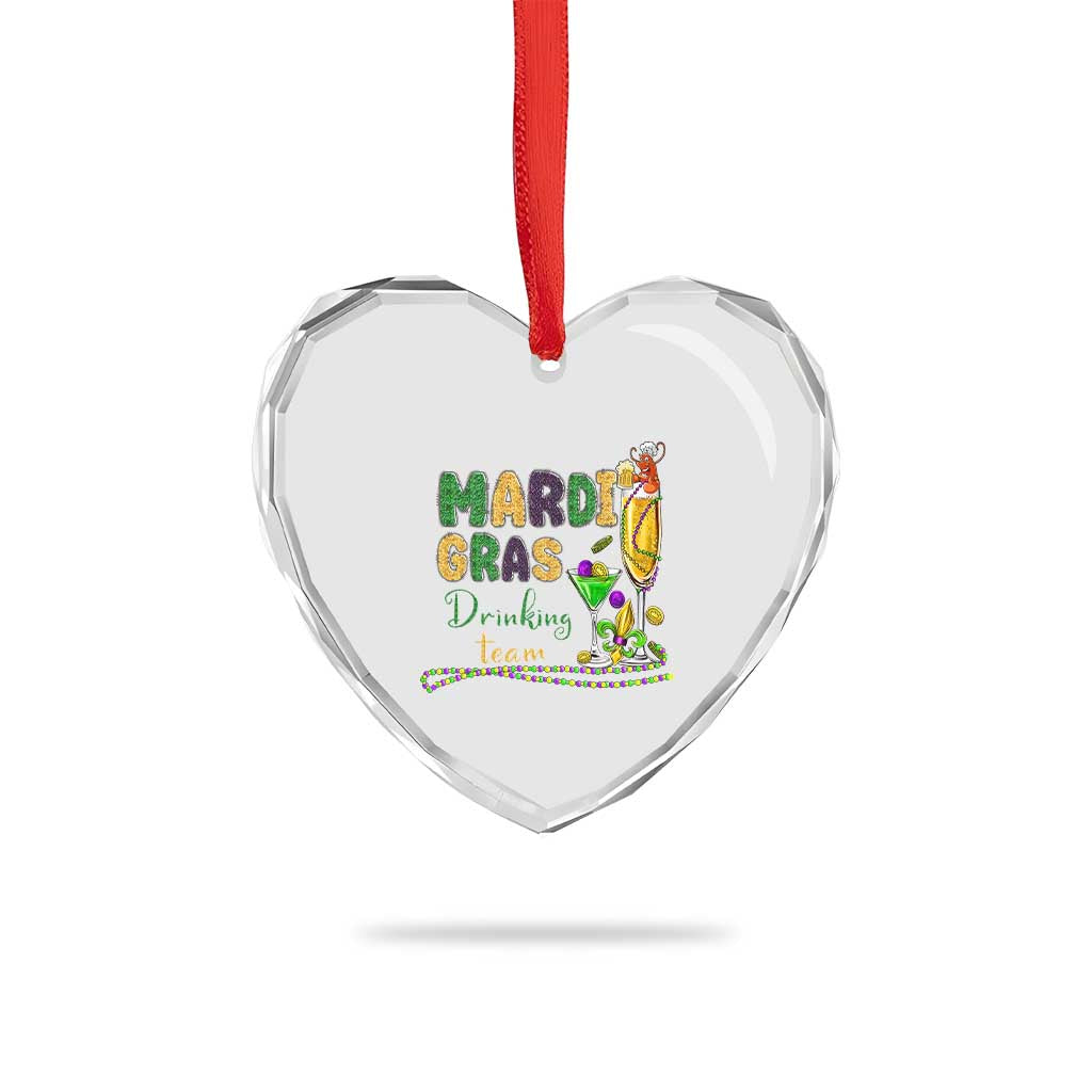 Funny Mardi Gras Drinking Team Heart Crystal Glass Ornament Cocktails Wine Crawfish Beads Glitter Print TS11 Print Your Wear