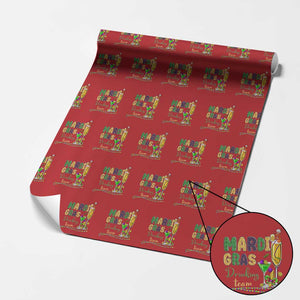 Funny Mardi Gras Drinking Team Wrapping Paper Roll Cocktails Wine Crawfish Beads Glitter Print TS11 Red Print Your Wear