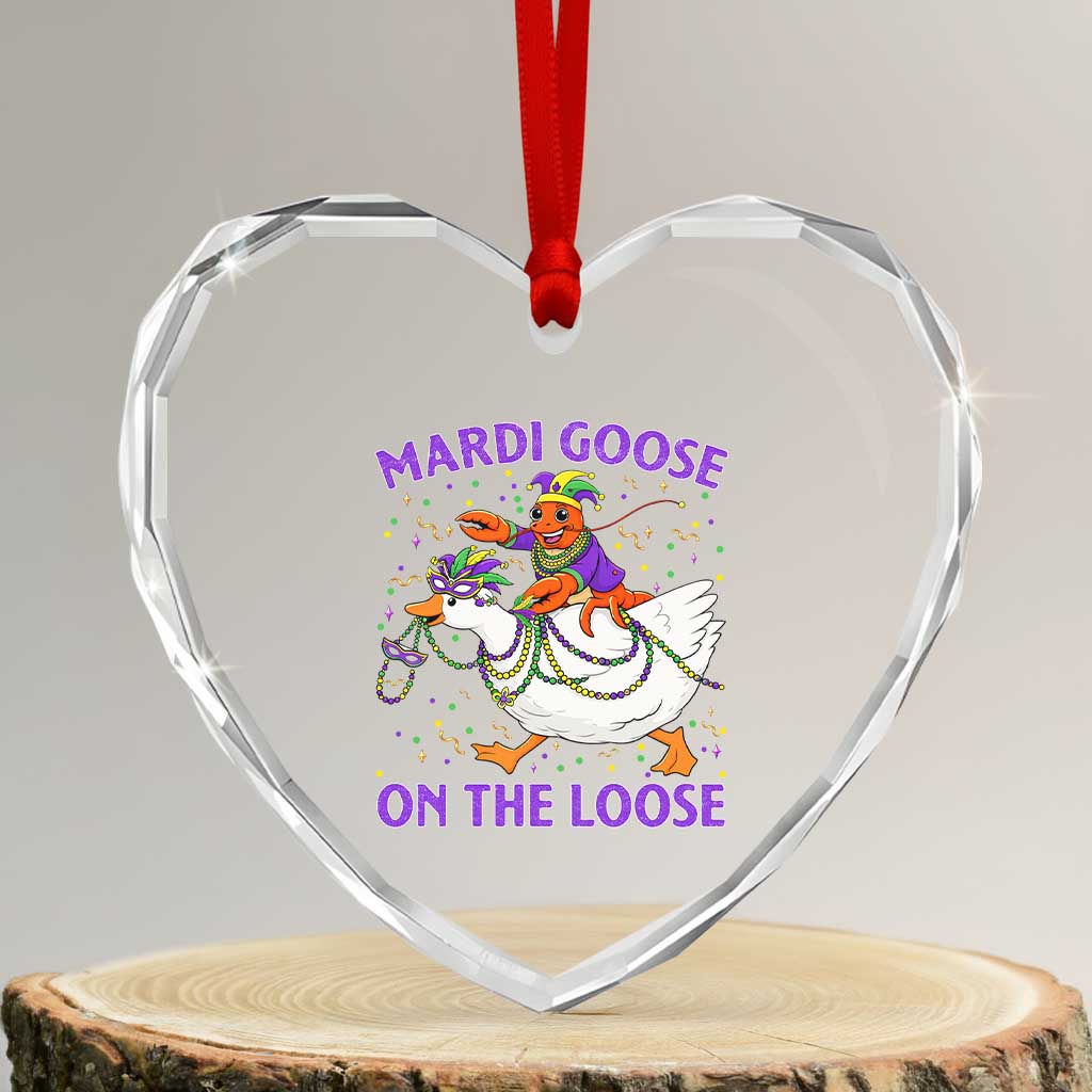 Funny Mardi Gras Heart Crystal Glass Ornament Goose Crawfish Carnival Trendy Meme TS14 Transparent Glass 3'' Heart Print Your Wear