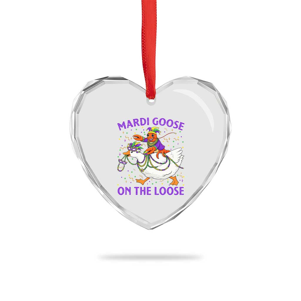 Funny Mardi Gras Heart Crystal Glass Ornament Goose Crawfish Carnival Trendy Meme TS14 Print Your Wear