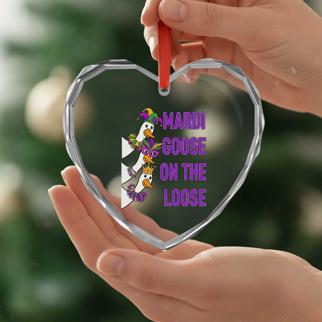 Funny Mardi Gras Heart Crystal Glass Ornament Louisiana Carnival Silly Goose Festival TS14 Print Your Wear