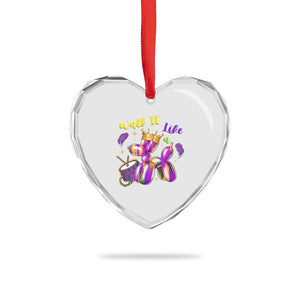 Funny Mardi Gras Heart Crystal Glass Ornament Walk It Like A Dog Balloon New Orleans TS11 Print Your Wear