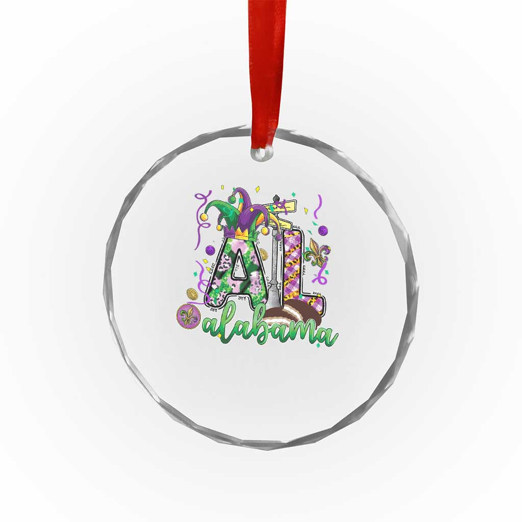Funny Mardi Gras In Alabama AL Crystal Glass Ornament Moon Pie Jester Hat TS11 Print Your Wear