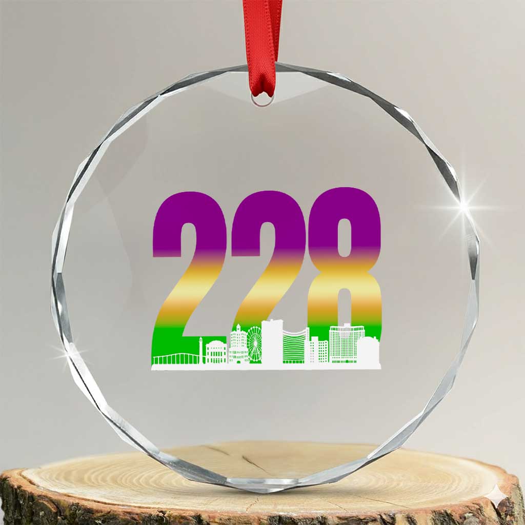 Funny Mardi Gras In Biloxi Mississippi Crystal Glass Ornament 228 Skyline Area Code TS11 Transparent Glass 3'' Circle Print Your Wear