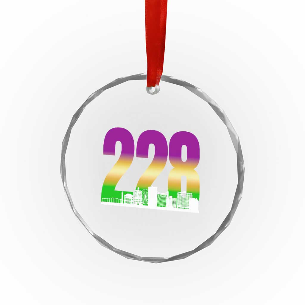 Funny Mardi Gras In Biloxi Mississippi Crystal Glass Ornament 228 Skyline Area Code TS11 Print Your Wear