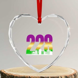 Funny Mardi Gras In Biloxi Mississippi Heart Crystal Glass Ornament 228 Skyline Area Code TS11 Transparent Glass 3'' Heart Print Your Wear