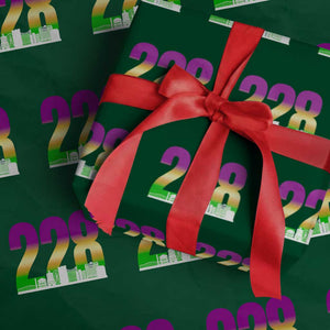 Funny Mardi Gras In Biloxi Mississippi Wrapping Paper Roll 228 Skyline Area Code TS11 Green Print Your Wear