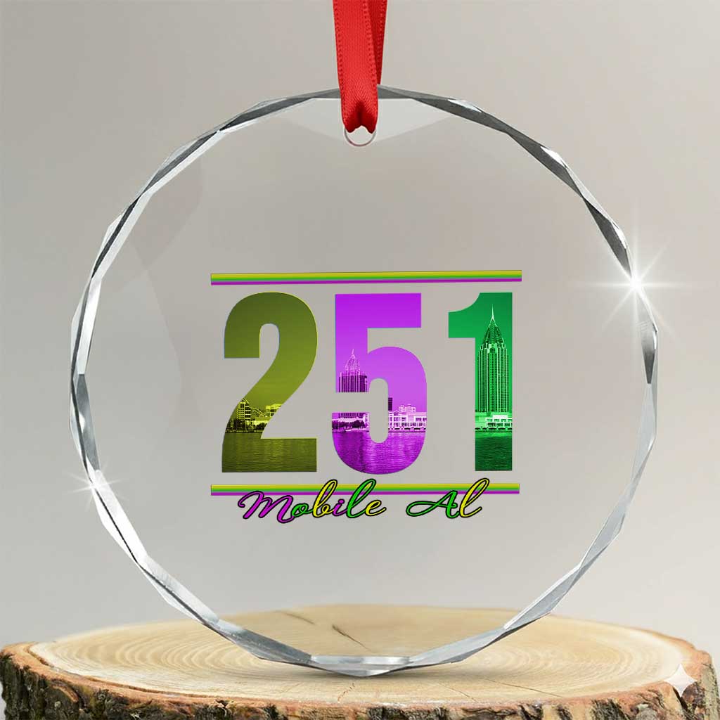 Funny Mardi Gras In Mobile Alabama 251 Crystal Glass Ornament Skyline Area Code TS11 Transparent Glass 3'' Circle Print Your Wear