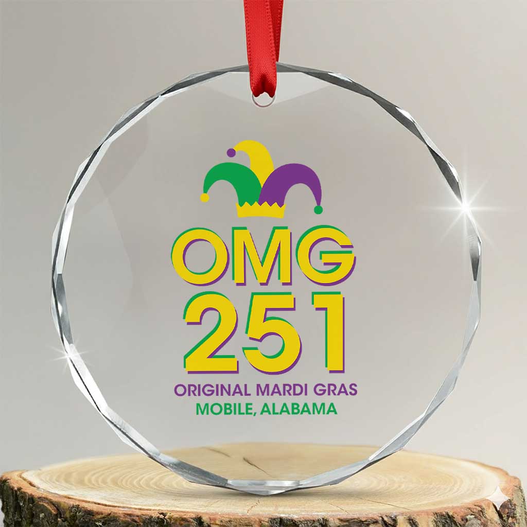 Funny Mardi Gras In Mobile Alabama Crystal Glass Ornament OMG 251 Original Mardi Gras Jester Hat TS11 Transparent Glass 3'' Circle Print Your Wear