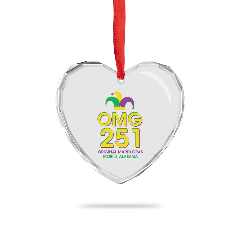 Funny Mardi Gras In Mobile Alabama Heart Crystal Glass Ornament OMG 251 Original Mardi Gras Jester Hat TS11 Print Your Wear