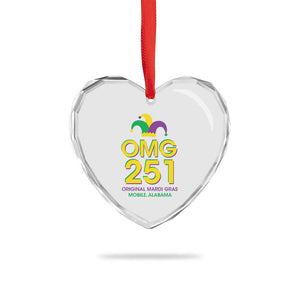 Funny Mardi Gras In Mobile Alabama Heart Crystal Glass Ornament OMG 251 Original Mardi Gras Jester Hat TS11 Print Your Wear