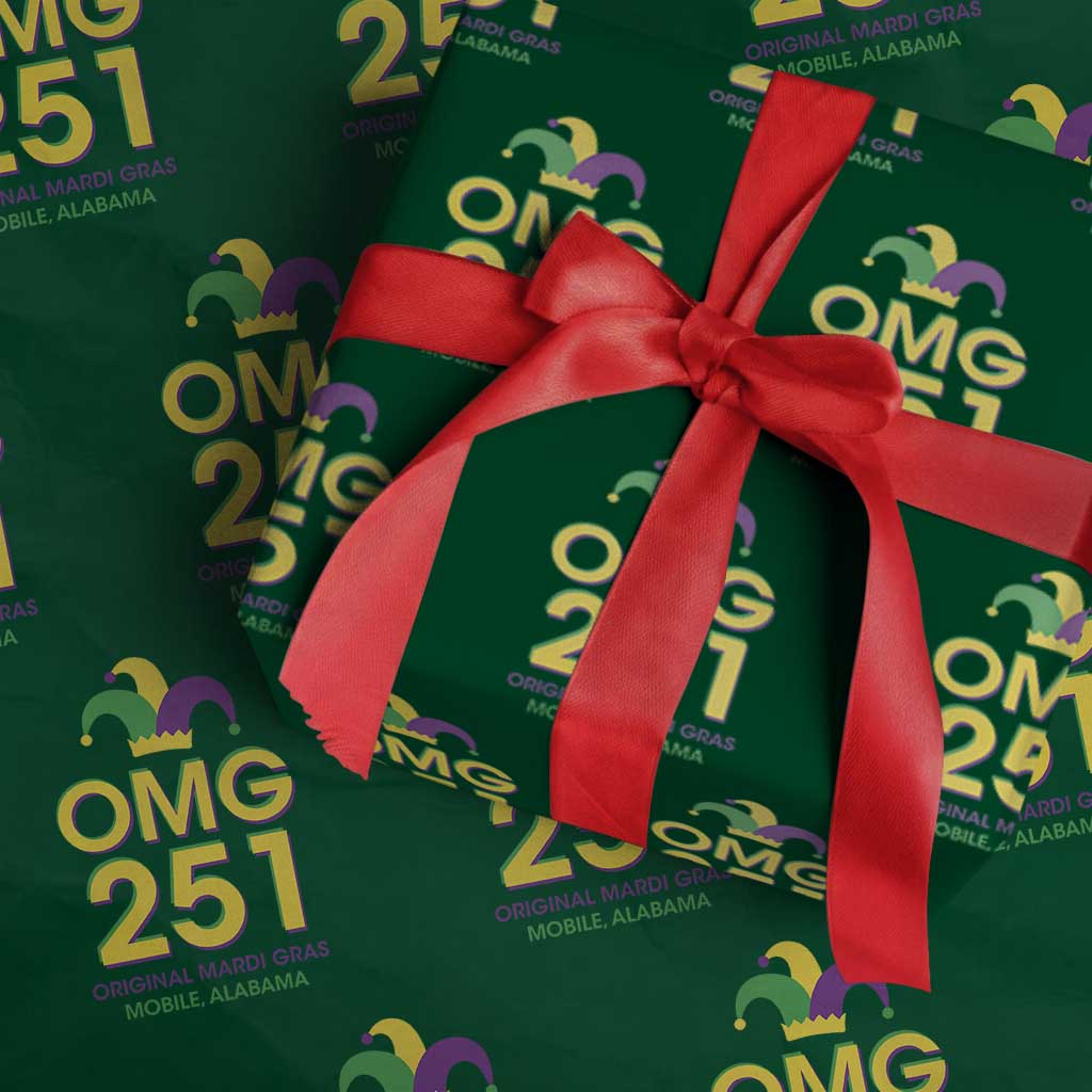 Funny Mardi Gras In Mobile Alabama Wrapping Paper Roll OMG 251 Original Mardi Gras Jester Hat TS11 Green Print Your Wear
