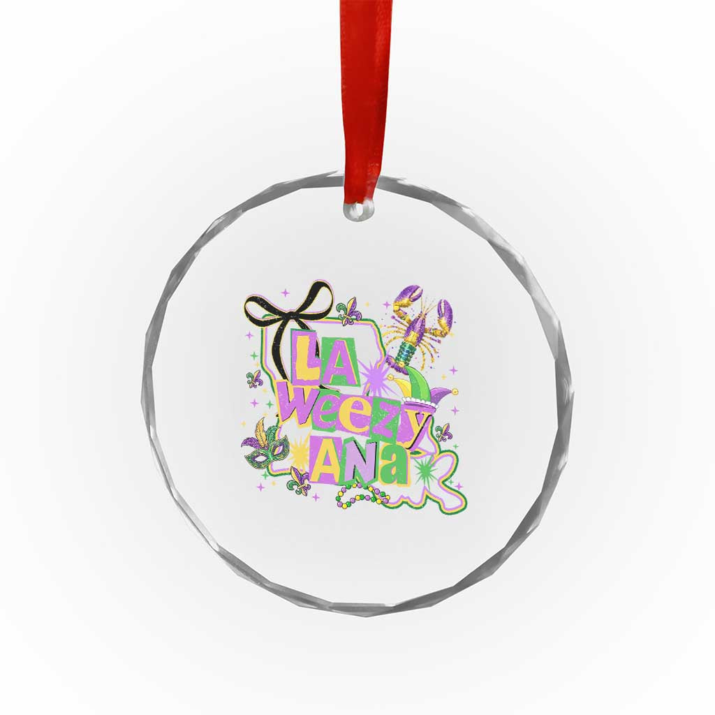 Funny Mardi Gras La Weezy Ana Crystal Glass Ornament New Orleans Festival Louisiana Map TS11 Print Your Wear