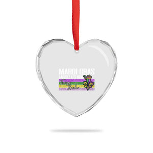 Funny Mardi Gras Laissez Les Bon Temps Rouler Heart Crystal Glass Ornament Fleur De Lis Glitter Print TS11 Print Your Wear