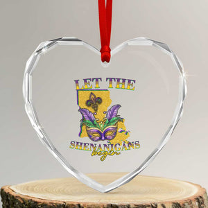 Funny Mardi Gras Let The Shenanigans Begin Heart Crystal Glass Ornament Louisiana Map TS11 Transparent Glass 3'' Heart Print Your Wear
