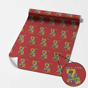 Funny Mardi Gras Let The Shenanigans Begin Wrapping Paper Roll Louisiana Map TS11 Red Print Your Wear
