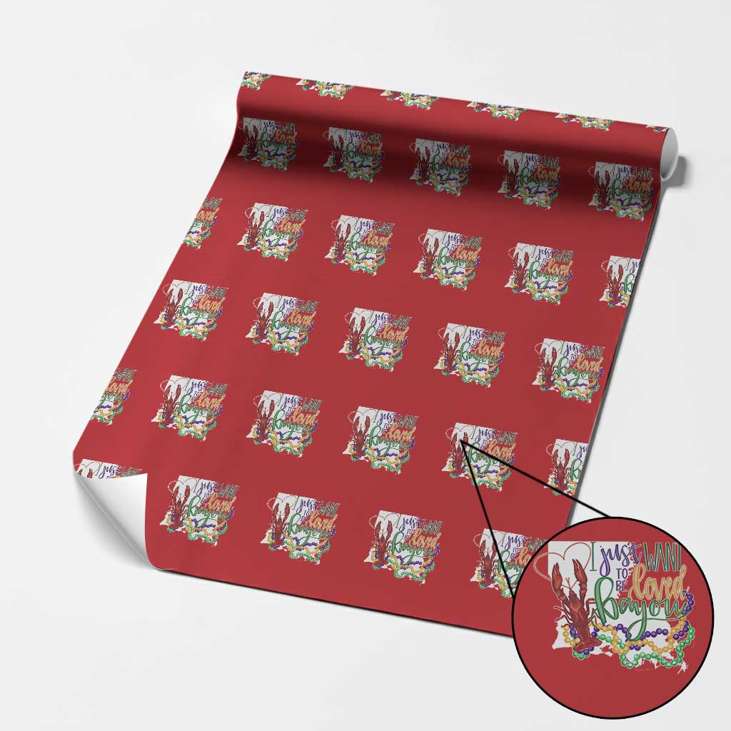 Funny Mardi Gras Louisiana Wrapping Paper Roll I Just Want To Be Loved Bayou Crawfish Beads TS11 Red Print Your Wear