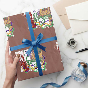 Funny Mardi Gras Louisiana Wrapping Paper Roll I Just Want To Be Loved Bayou Crawfish Beads TS11 Mocha Print Your Wear