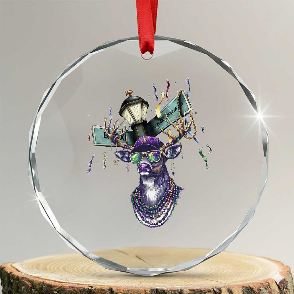 Funny Mardi Gras Mississippi Deer Crystal Glass Ornament Biloxi Ocean Springs Carnival TS11 Transparent Glass 3'' Circle Print Your Wear