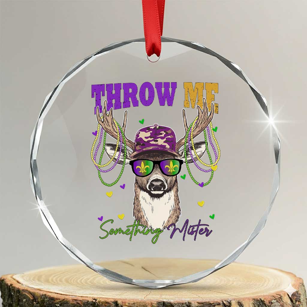 Funny Mardi Gras Mississippi Deer Crystal Glass Ornament Throw Me Something Mister Beads TS11 Transparent Glass 3'' Circle Print Your Wear