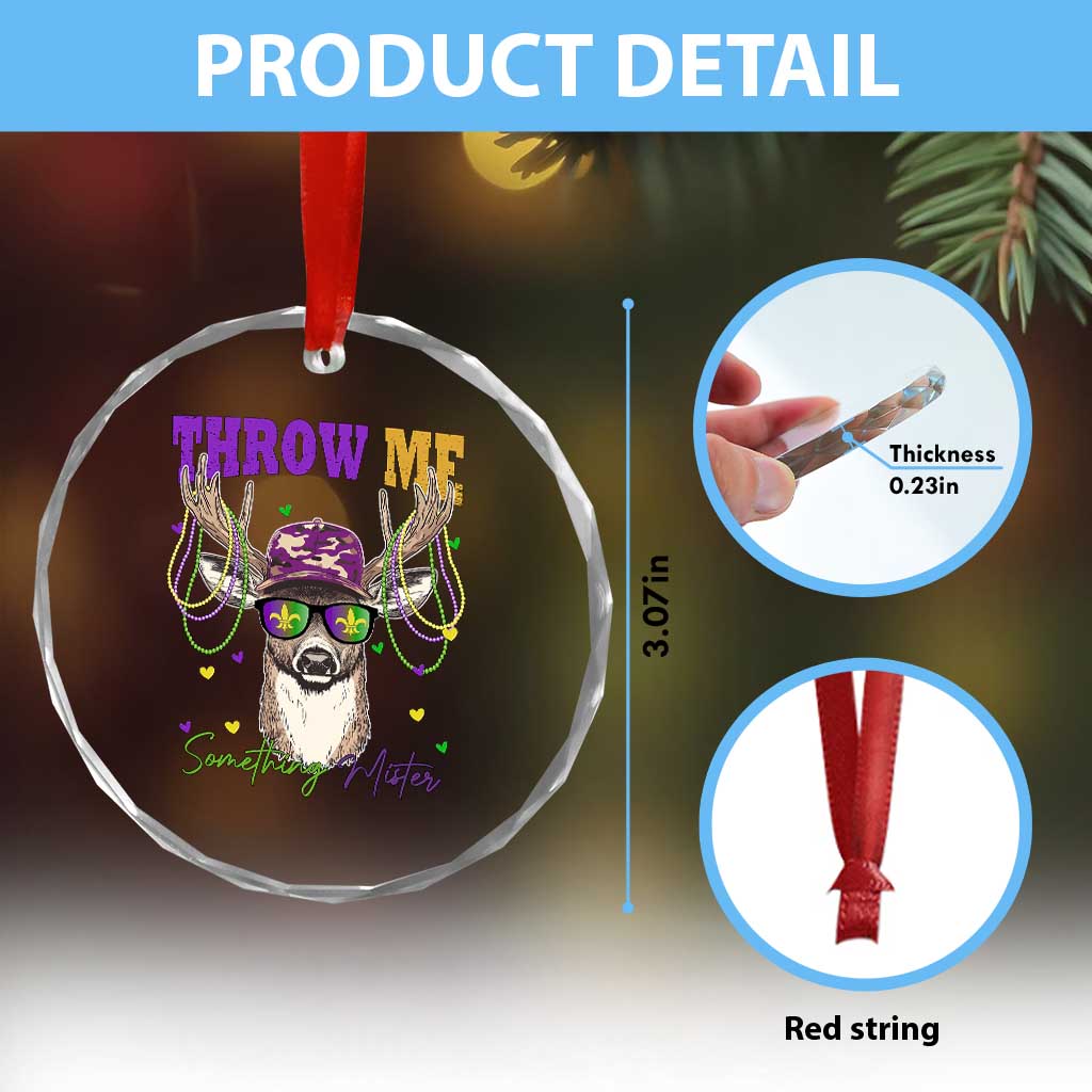 Funny Mardi Gras Mississippi Deer Crystal Glass Ornament Throw Me Something Mister Beads TS11 Print Your Wear