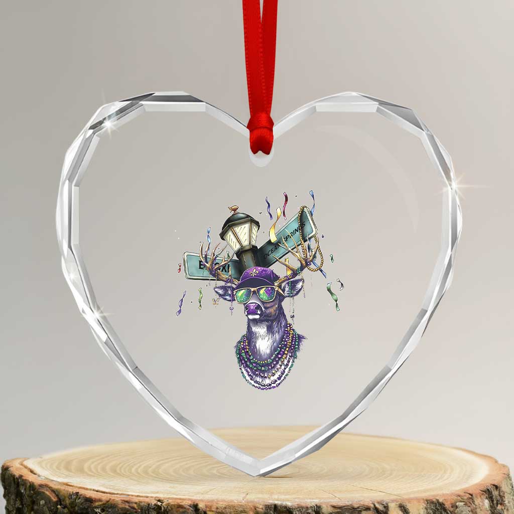 Funny Mardi Gras Mississippi Deer Heart Crystal Glass Ornament Biloxi Ocean Springs Carnival TS11 Transparent Glass 3'' Heart Print Your Wear