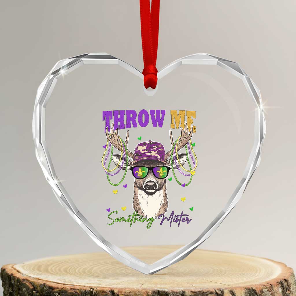 Funny Mardi Gras Mississippi Deer Heart Crystal Glass Ornament Throw Me Something Mister Beads TS11 Transparent Glass 3'' Heart Print Your Wear
