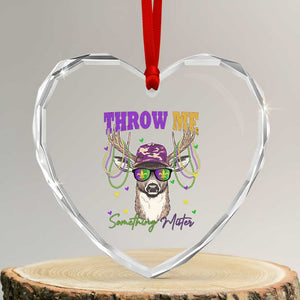 Funny Mardi Gras Mississippi Deer Heart Crystal Glass Ornament Throw Me Something Mister Beads TS11 Transparent Glass 3'' Heart Print Your Wear