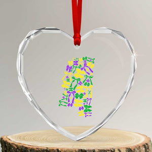 Funny Mardi Gras Mississippi Map Coquette Bow Heart Crystal Glass Ornament TS11 Transparent Glass 3'' Heart Print Your Wear