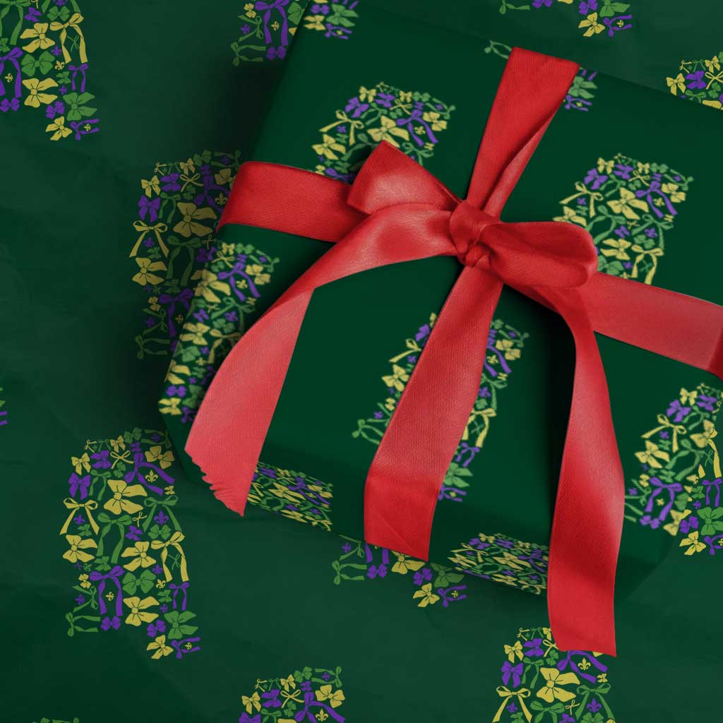 Funny Mardi Gras Mississippi Map Coquette Bow Wrapping Paper Roll TS11 Green Print Your Wear