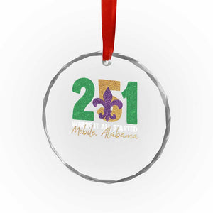 Funny Mardi Gras Mobile Alabama 251 Crystal Glass Ornament Where It All Started Area Code Glitter Print TS11 Print Your Wear