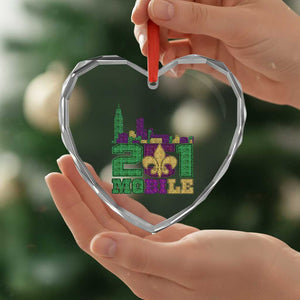 Funny Mardi Gras Mobile Alabama 251 Heart Crystal Glass Ornament Skyline Area Code Glitter Print TS11 Print Your Wear