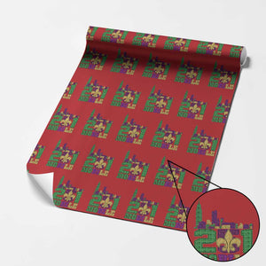 Funny Mardi Gras Mobile Alabama 251 Wrapping Paper Roll Skyline Area Code Glitter Print TS11 Red Print Your Wear