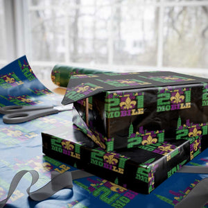 Funny Mardi Gras Mobile Alabama 251 Wrapping Paper Roll Skyline Area Code Glitter Print TS11 Black Print Your Wear