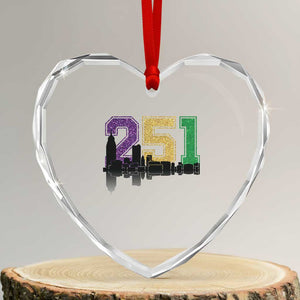 Funny Mardi Gras Mobile Alabama Heart Crystal Glass Ornament 251 Skyline Area Code Glitter Print TS11 Transparent Glass 3'' Heart Print Your Wear