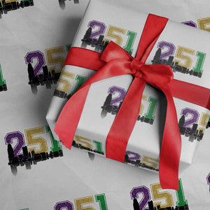 Funny Mardi Gras Mobile Alabama Wrapping Paper Roll 251 Skyline Area Code Glitter Print TS11 White Print Your Wear