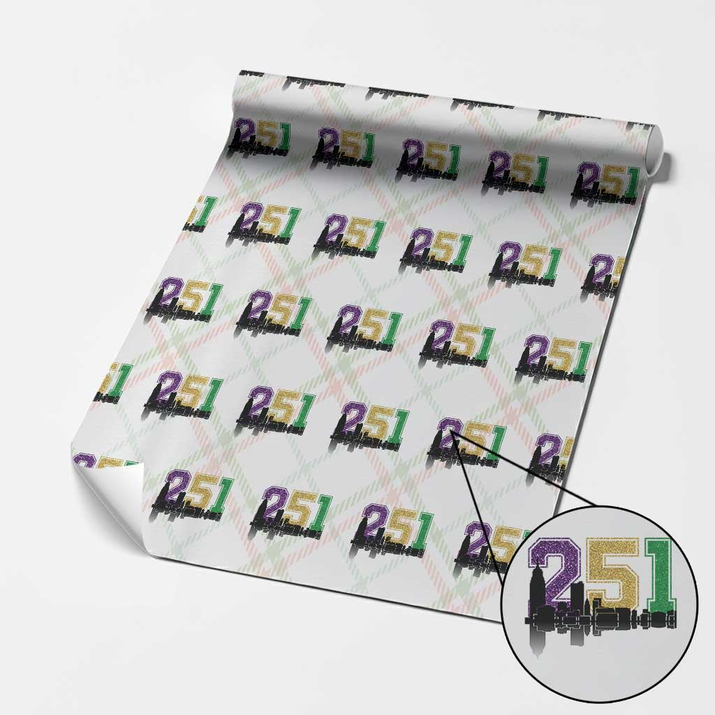 Funny Mardi Gras Mobile Alabama Wrapping Paper Roll 251 Skyline Area Code Glitter Print TS11 Christmas Plaid Print Your Wear
