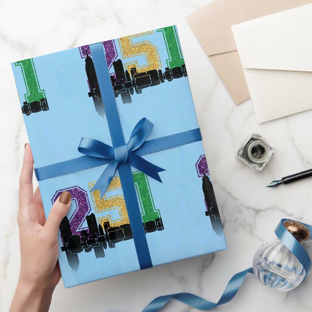 Funny Mardi Gras Mobile Alabama Wrapping Paper Roll 251 Skyline Area Code Glitter Print TS11 Light Blue Print Your Wear
