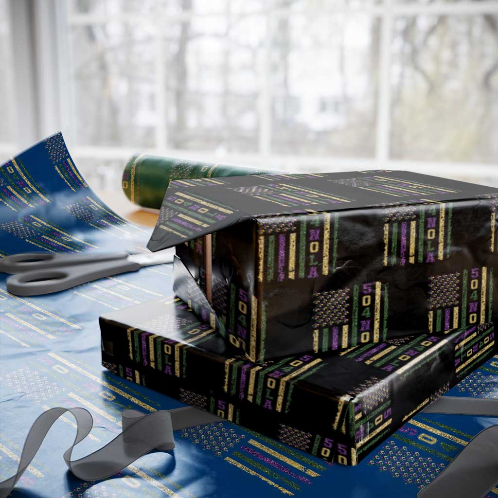 Funny Mardi Gras New Orleans Louisiana Wrapping Paper Roll 504 Nola Area Code Glitter Print American Flag TS11 Black Print Your Wear