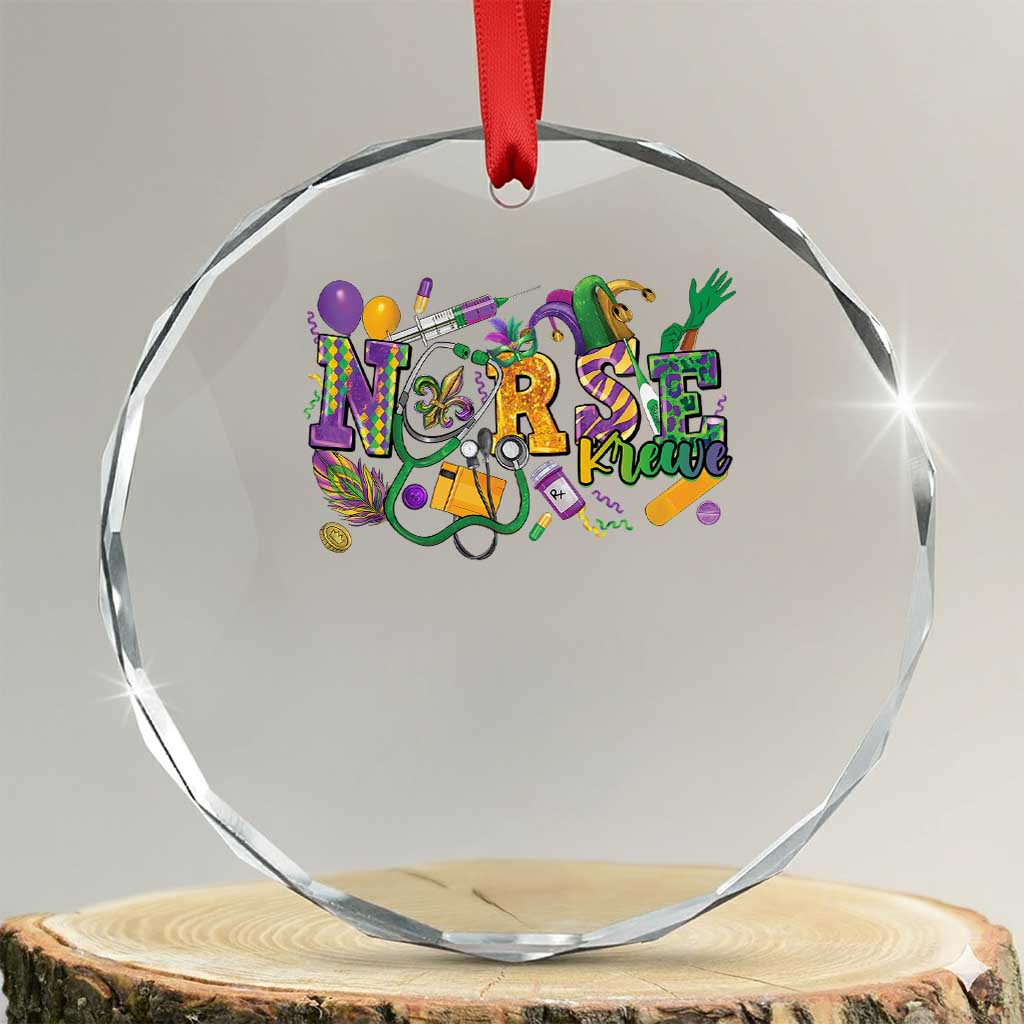 Funny Mardi Gras Nurse Krewe Healthcare Crystal Glass Ornament TS11 Transparent Glass 3'' Circle Print Your Wear