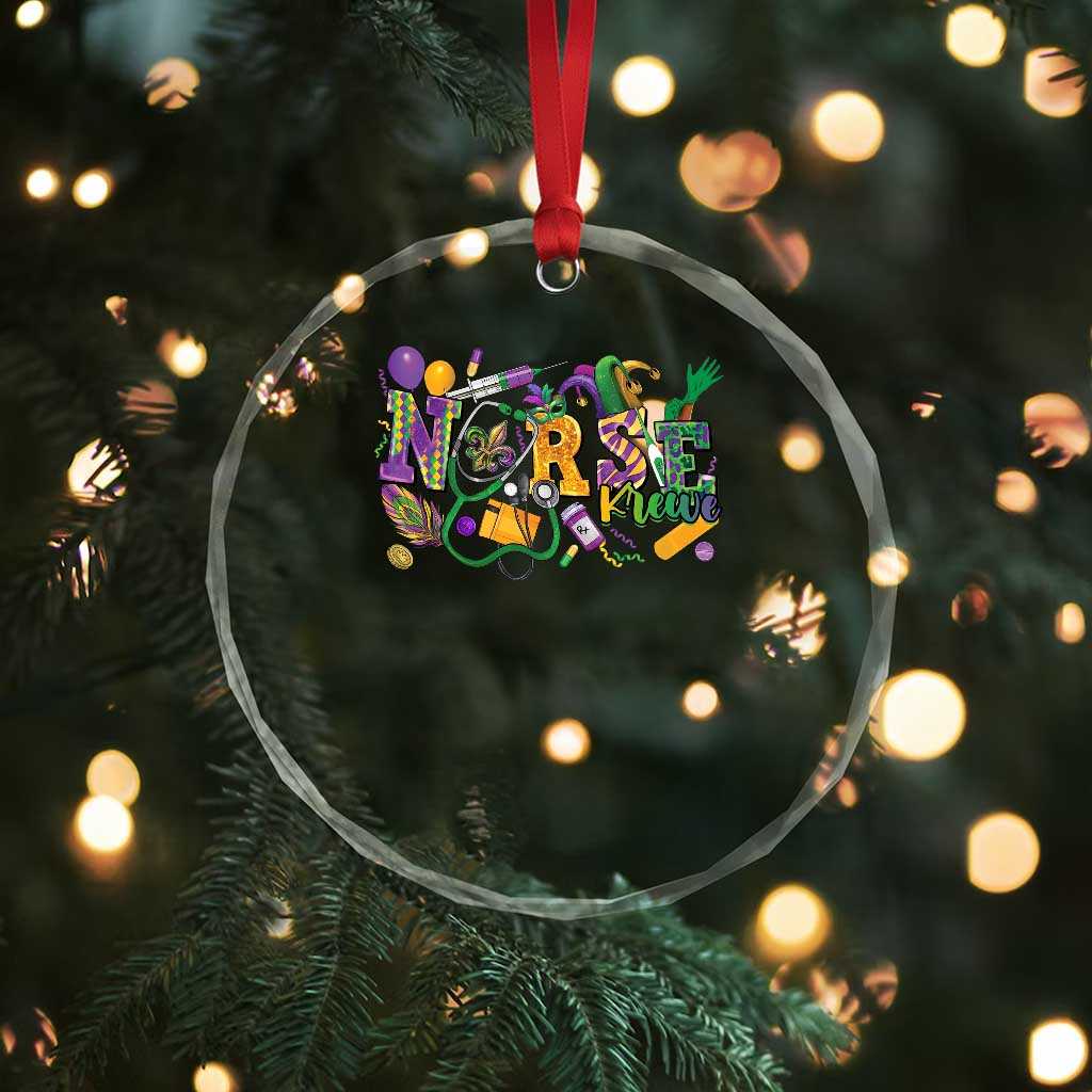 Funny Mardi Gras Nurse Krewe Healthcare Crystal Glass Ornament TS11 Print Your Wear