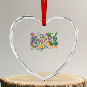 Funny Mardi Gras Nurse Krewe Healthcare Heart Crystal Glass Ornament TS11 Transparent Glass 3'' Heart Print Your Wear