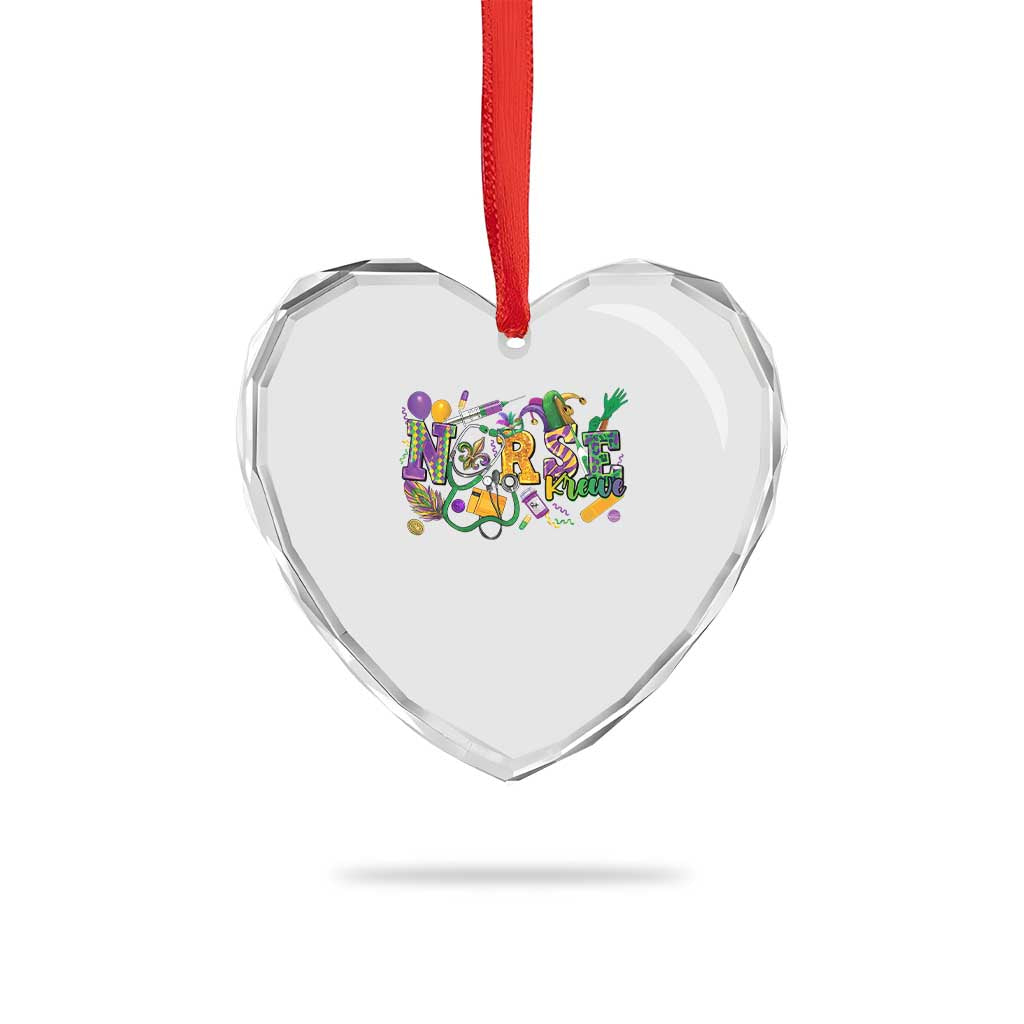 Funny Mardi Gras Nurse Krewe Healthcare Heart Crystal Glass Ornament TS11 Print Your Wear