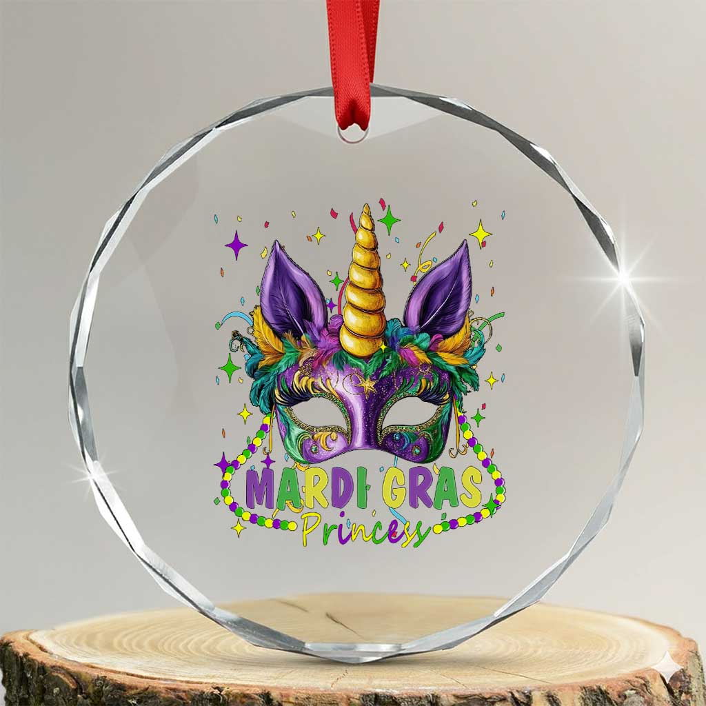 Funny Mardi Gras Princess Crystal Glass Ornament Unicorn Mask Party TS11 Transparent Glass 3'' Circle Print Your Wear