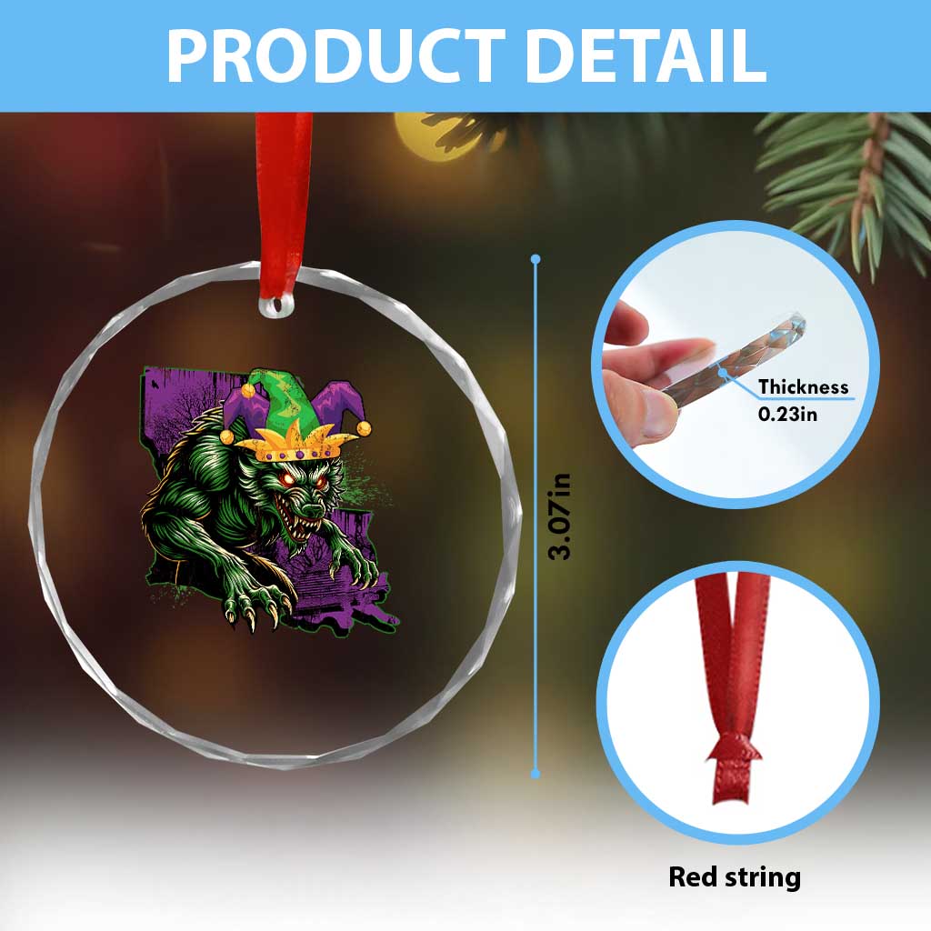 Funny Mardi Gras Rougarou Crystal Glass Ornament Cryptids Of Louisiana Jester Hat TS11 Print Your Wear