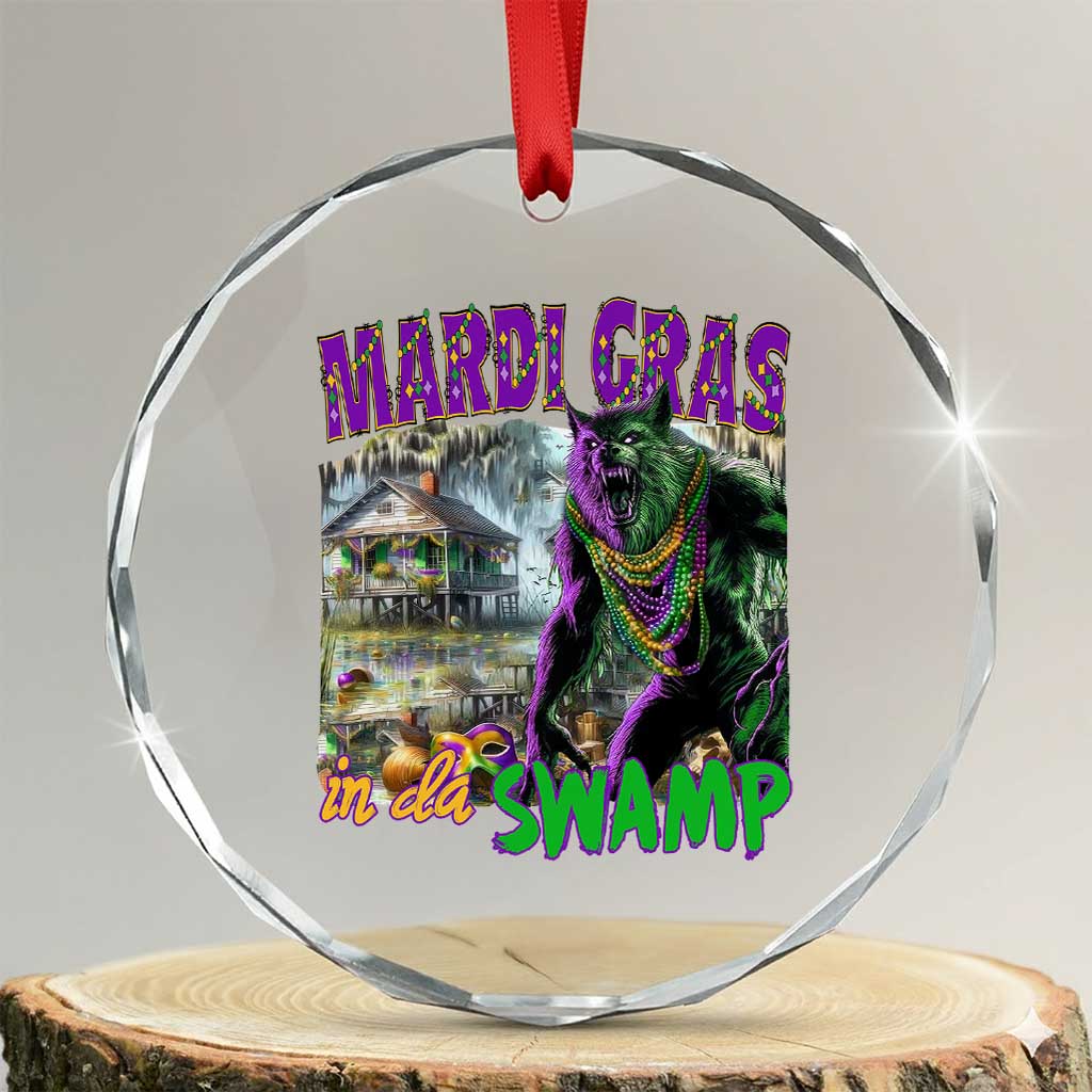 Funny Mardi Gras Rougarou Crystal Glass Ornament Mardi Gras In Da Swamp Cryptids Of Louisiana TS11 Transparent Glass 3'' Circle Print Your Wear